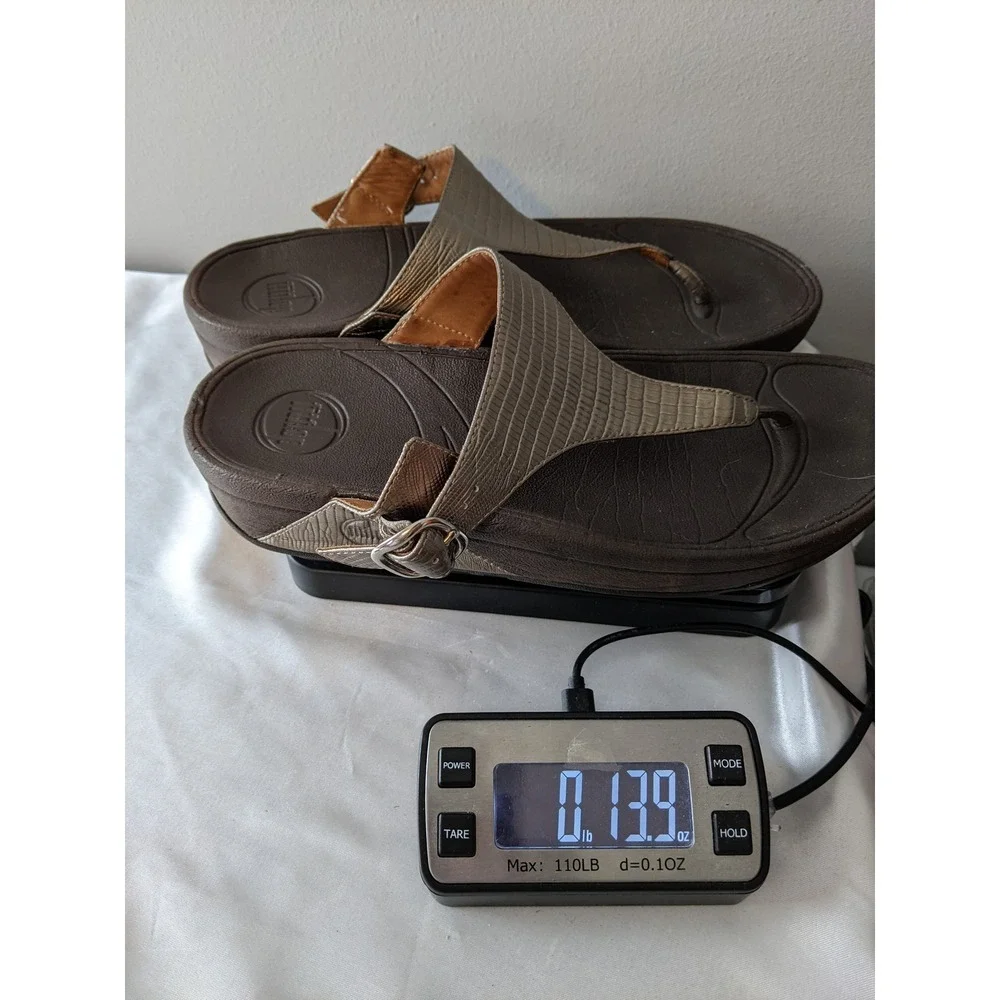 FitFlop Women Bronze Lizard Embossed Thong Slingback Sandals 350-012 US 8 UK 6
